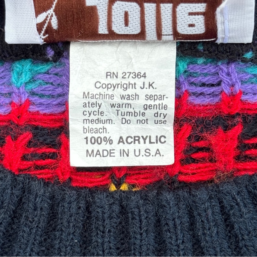 Vintage 80s Sweaters by Jolie Multicolor Knit Geometric Crew Sweater - Picture 7 of 7